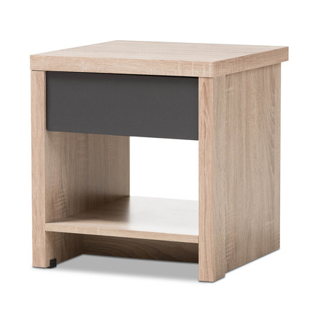 BAXTON STUDIO Jamie Modern Two-Tone Oak and Grey Wood 1-Drawer 1-Shelf Nightstand 138-7708